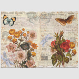 Novo Papel de Tecido de Decoupage Floral de Transf