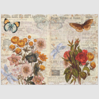 Novo Papel de Tecido de Decoupage Floral de Transf