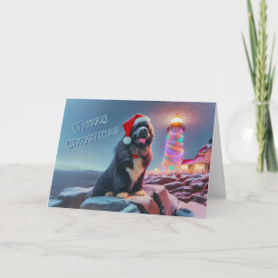 Novo pelo farol decorado para o cartão de Natal