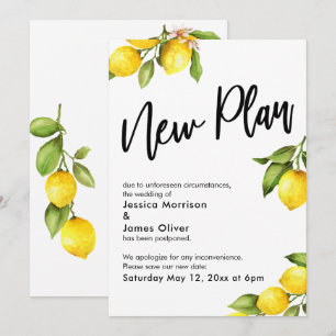 Novo Plano de Aquarela Limões Cartão de Casamento 