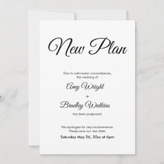 Novo Plano Elegante de Anúncio de Casamento Adiado