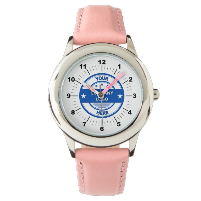 NOVO! Relógio de couro da criança - rosa personali (Frente)