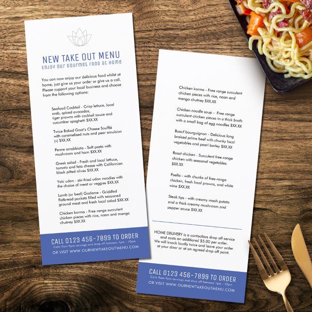 Novo restaurante - remover menus azuis (Business restaurant trial new take out menu)