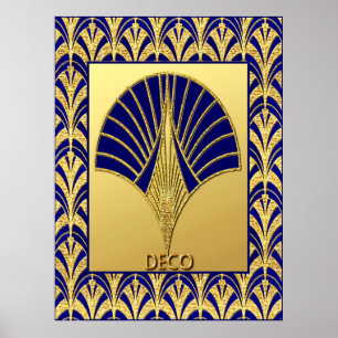 Novo ventilador deco (Dourado e azul) Poster