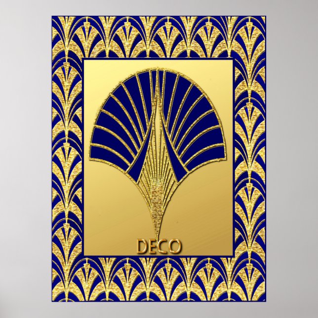 Novo ventilador deco (Dourado e azul) Poster (Frente)