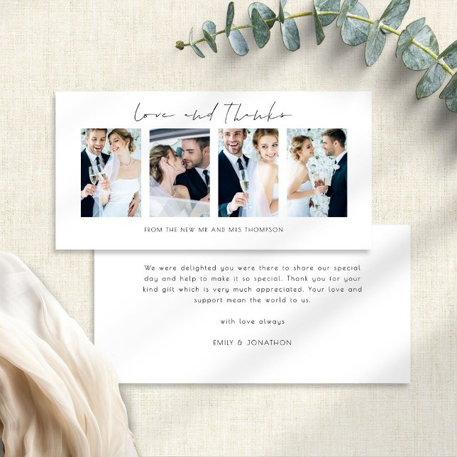 Novos 4 fotos, amor e Cartões de agradecimentos de (Front and back view)