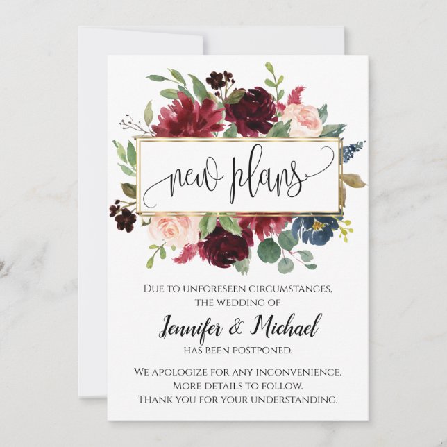 Novos Planos Adiados Anúncio Floral Cancelado (Frente)