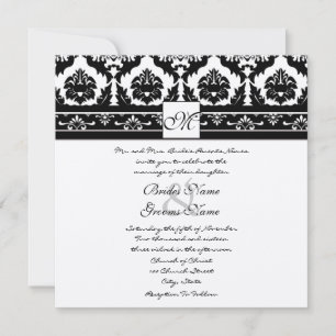 Novos Tamanhos Black Damask Swirls Convite Para Ca
