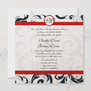 Novos Tamanhos Black Damask Swirls Convite Para Ca