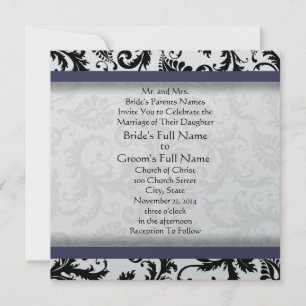 Novos Tamanhos Damask Swirls Convite Para Casament