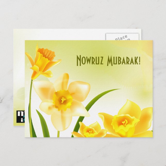Nowruz Mubarak. Cartões de Ano Novo Persa (Frente/Verso)