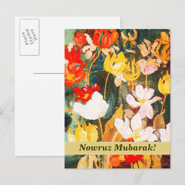 Nowruz Mubarak. Cartões de Ano Novo Persa (Frente/Verso)