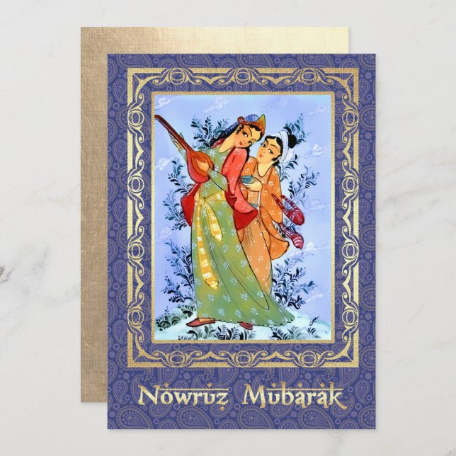 Nowruz Mubarak Convites de festas de Ano Novo Pers (Frente/Verso)