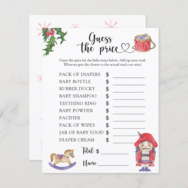 Noz-cracker - Adivinha o preço! Jogo (Frente/Verso)