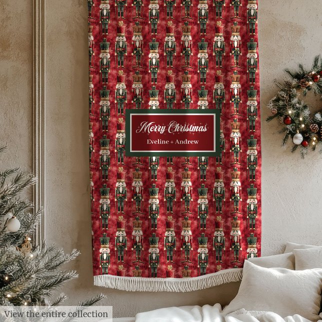 Nozes de Natal de aquarelas cobertores vermelhos p (Watercolor Christmas nutcrackers deep red blanket)