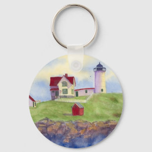 Nubble Light House York Maine Button Chaveiro