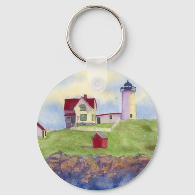 Nubble Light House York Maine Button Chaveiro (Frente)