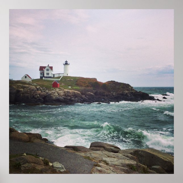 Nubble Light - York, Maine 24 x 24 Poster Impressã (Frente)