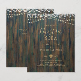 NUESTRA BODA BUDGET RUSTIC LIGHES LACE INVITE