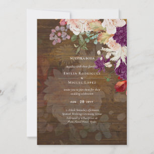 NUESTRA BODA Plum Fall Floral Casamento espanhol