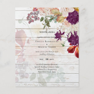 NUESTRA BODA Plum Fall Floral Casamento Espanhol