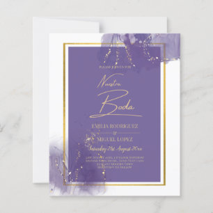 NUESTRA BODA PURPLE DOURADO INVITE Lavanda DE Casa