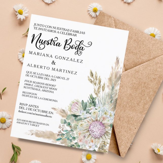 Nuestra Casada Espanhola Boda RSVP Budget Boho (Criador carregado)