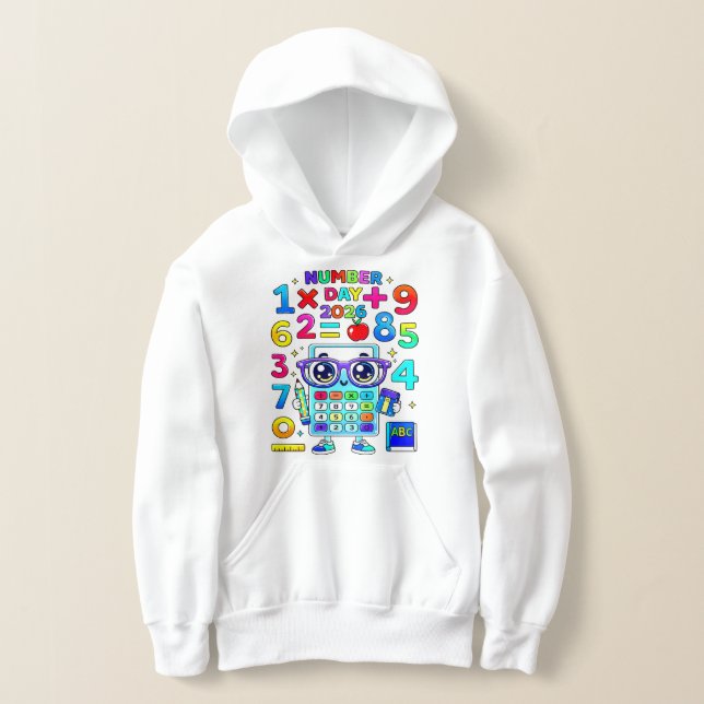 Number Day Colorful Calculator Math Hoodie (Postura )