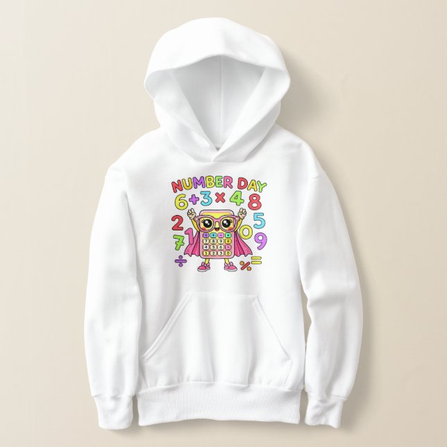 Number Day Cute Calculator Character Hoodie (Postura )