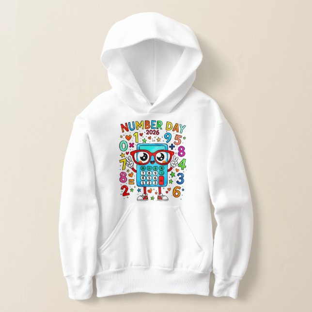 Number Day Kids Hoodie | Fun Maths Robot Numbers (Postura )