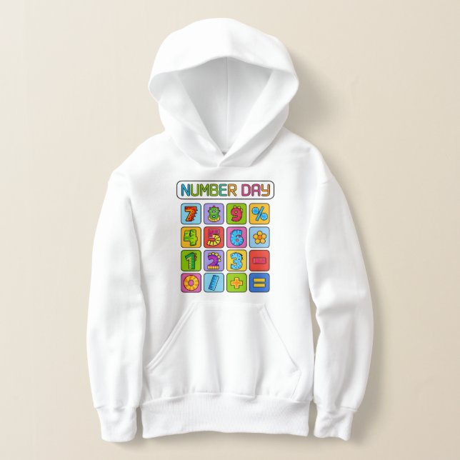 Number Day Math Icons Calculator Hoodie (Postura )