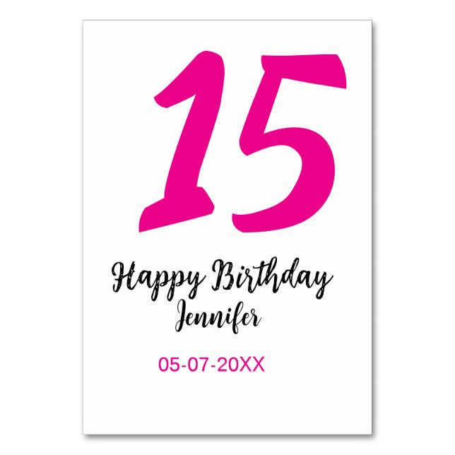 Numeração De Mesa 15 aniversário quiencenera adicionar data ano mode (Frente)