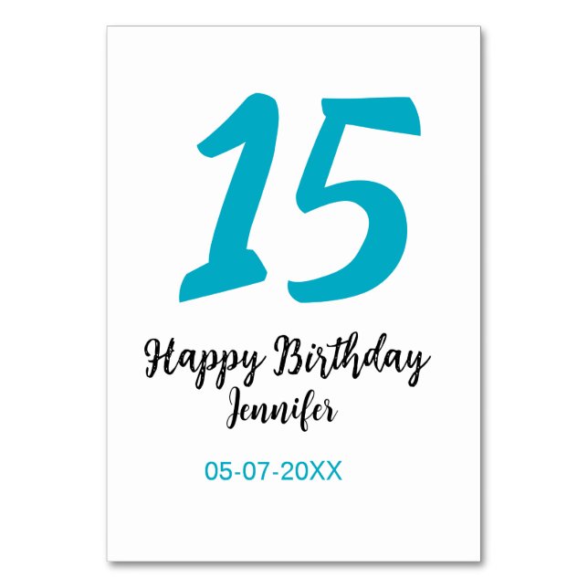 Numeração De Mesa 15 aniversário quiencenera adicionar data ano temp (Frente)