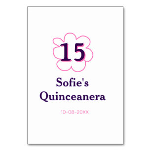 Numeração De Mesa 15 quinceanera feliz aniversário rosa púrpura