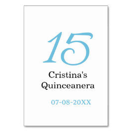 Numeração De Mesa 15th quinceanera birthday blue black bold letter n