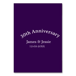 Numeração De Mesa 30th wedding anniversary name date purple simple 