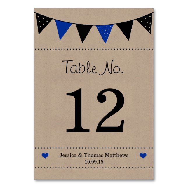Numeração De Mesa A Coleção de Casamentos de Bunting Azul Moderno (Frente)