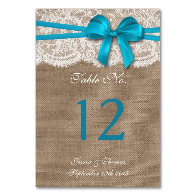 Numeração De Mesa A Coleção Rustic Blue Arco Wedding (Frente)
