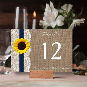 Numeração De Mesa A coleção rústica do casamento do girassol -