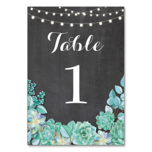 Numeração De Mesa A mesa numera Succulents do casamento giz rústico