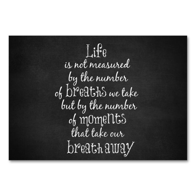Numeração De Mesa A vida não se mede pelas "Respirações que Tomamos  (Frente)