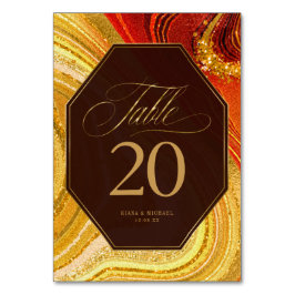 Numeração De Mesa Abstrato Agate Wedding Hot Orange ID827