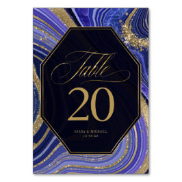 Numeração De Mesa Abstrato Agate Wedding Midnight ID827