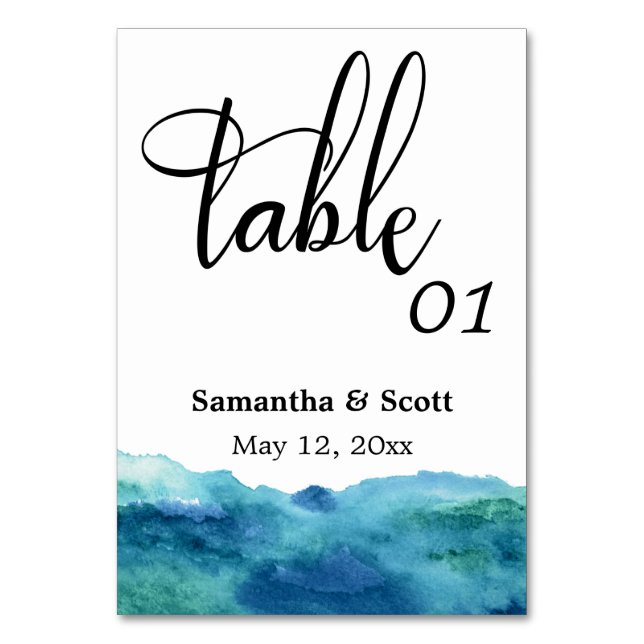 Numeração De Mesa Abstrato Azul Aqua Aqua Aqua, Cor Azul Moderna (Frente)