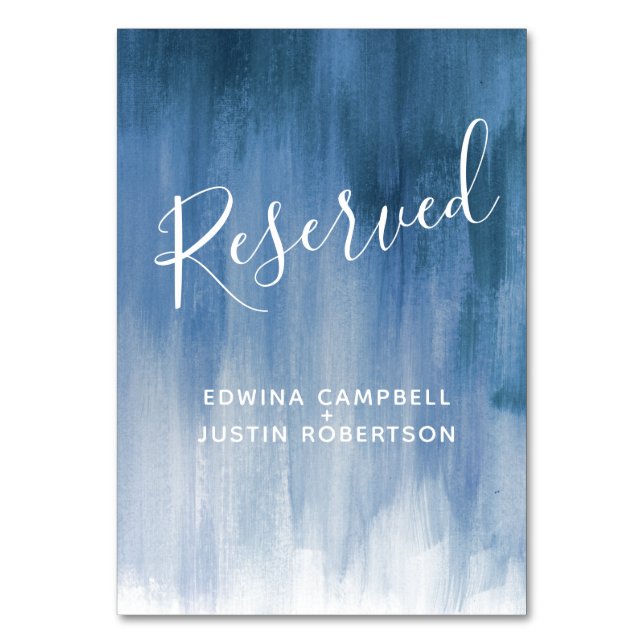 Numeração De Mesa Abstrato azul lavando mesa de arte moderna reserva (Verso)