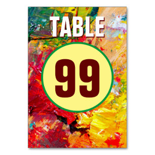 Numeração De Mesa Abstrato da Paleta de Artistas Cheerful