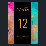 Numeração De Mesa Abstrato de pintura de ouro moderno casamento escu<br><div class="desc">Cartão de mesa de casamento sofisticado e elegante de pintura acrílica em cor rosa-quente vibrante, lacre, dourado e paleta a cores preta com pinceladas de abstrato e douradas falsos e um roteiro moderno de tipografia contemporânea totalmente editável. A placa é adequada para todas as estações do estilo chic urbano moderno...</div>
