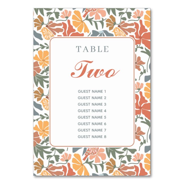 Numeração De Mesa Abstrato Floral & Birds Meio século Moderno Casame (Frente)