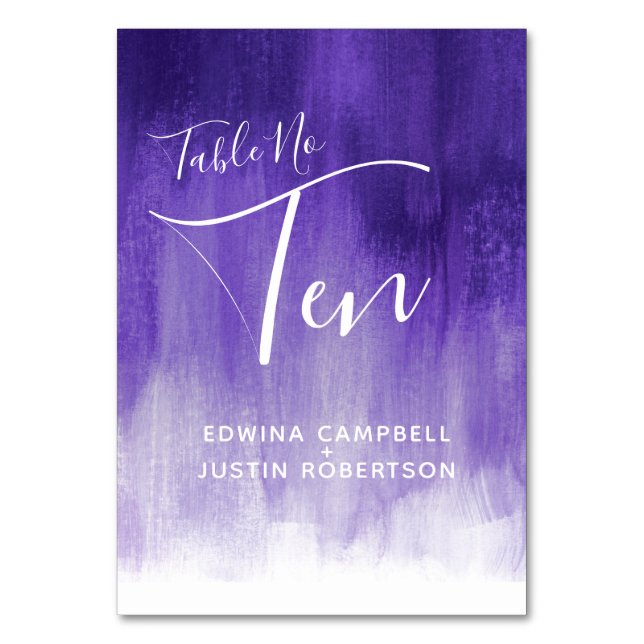 Numeração De Mesa Abstrato púrpura lavar a mesa de arte moderna núme (Frente)