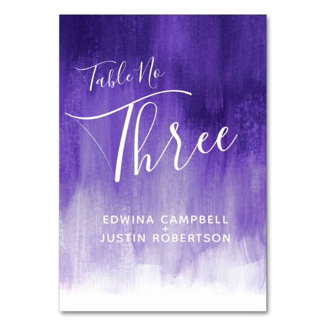 Numeração De Mesa Abstrato púrpura lavar a mesa de arte moderna núme (Frente)